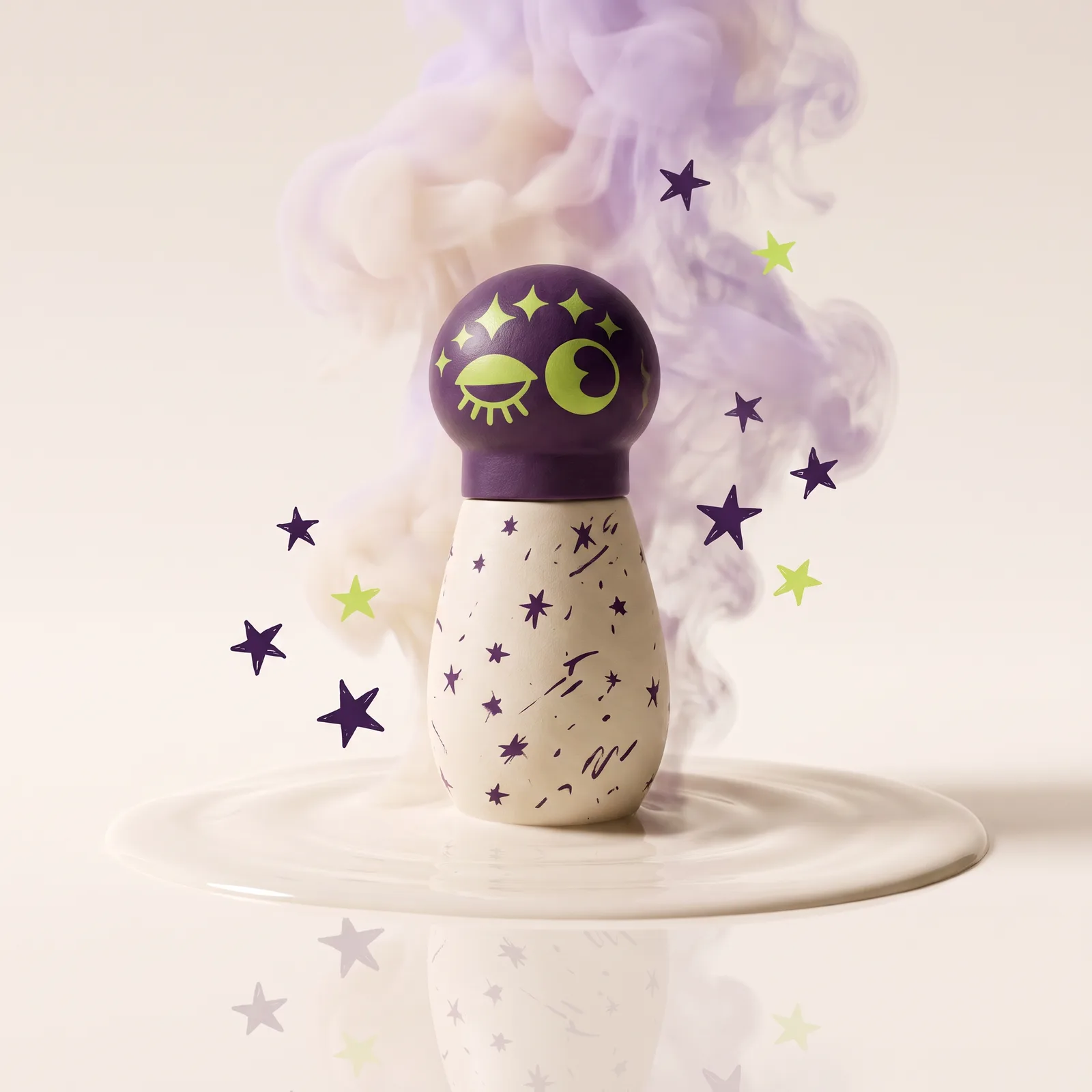 Fizzlé dropper rising out of a swirl of milk