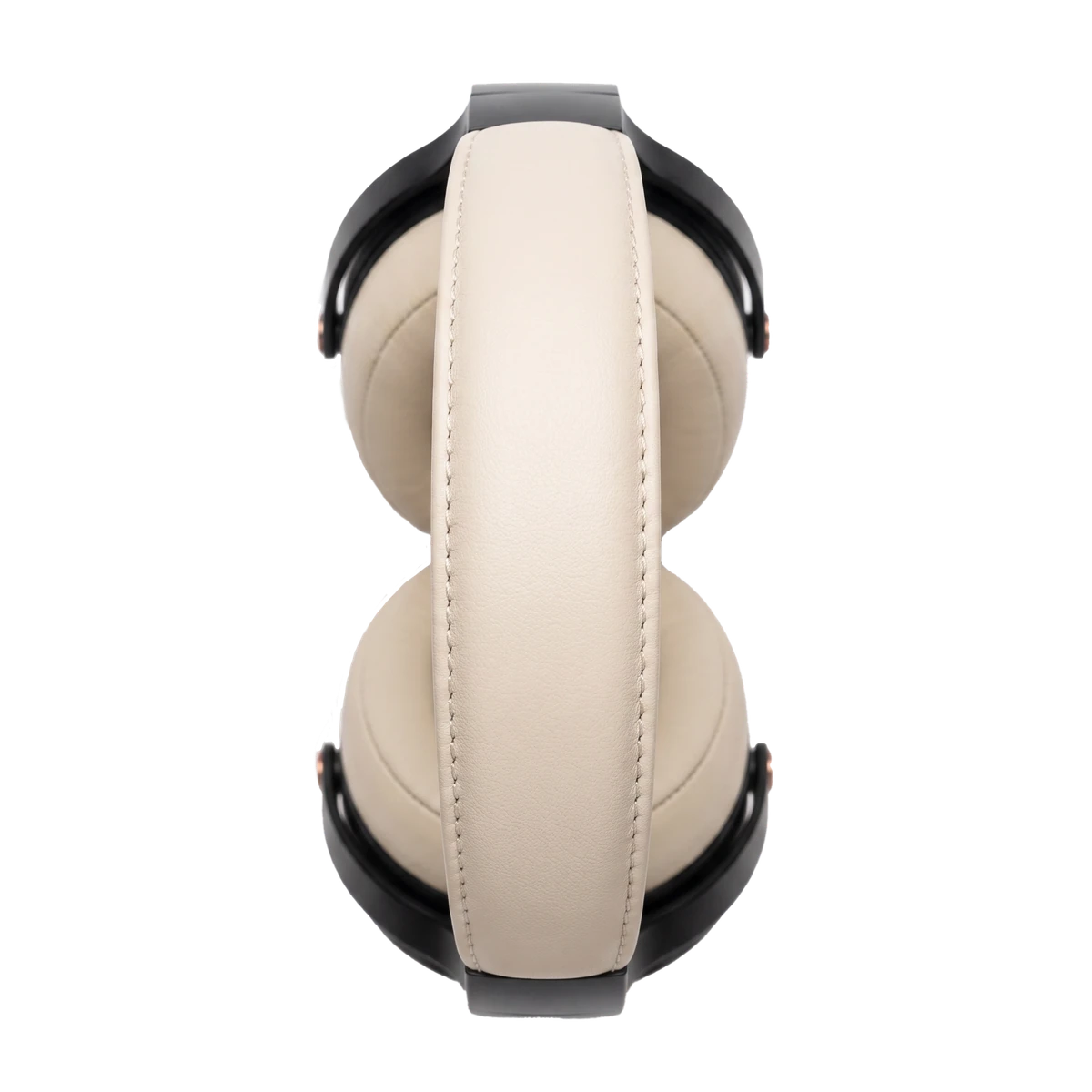 NUMEN over-ear headphones, side profile — anodized aluminium and full-grain leather
