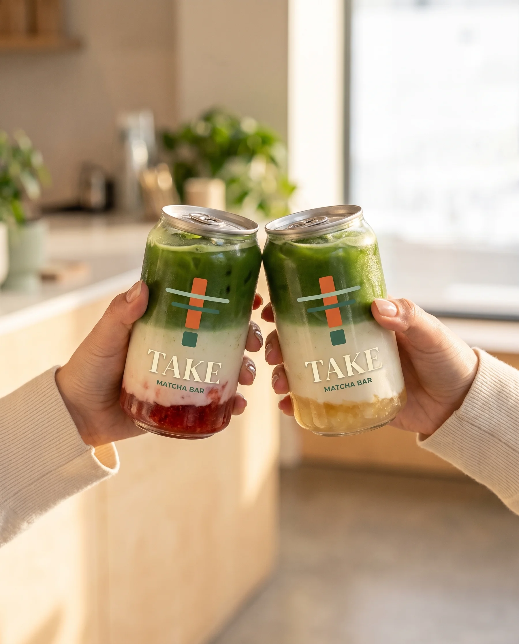 Two TAKE cans in hand